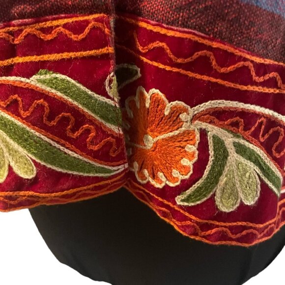 Womens Tan Zara Cotton Shirt Jacket Multicolored Stripes Flowers Red Orange - Picture 4 of 6